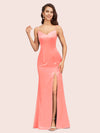 Simple Spaghetti Straps Mermaid Long Soft Satin Bridesmaid Dresses