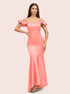 Sexy Mermaid Cold Shoulder Silky Satin High Low Prom Dresses Online