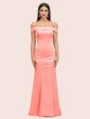 Sexy Off Shoulder Sleeveless Mermaid Long Soft Satin Party Prom Dresses