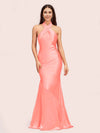 Sexy Backless Halter Long Mermaid Satin Graduation Prom Dresses Online