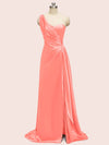 Fancy One Shoulder Long Soft Satin Graduation Prom Dresses Online