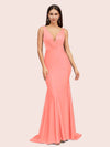 Sexy Backless Deep V-neck Long Soft Satin Mermaid Party Prom Dresses Online