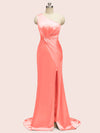 Sexy Side Slit Mermaid One Shoulder Long Soft Satin Bridesmaid Dresses Online