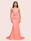Sexy Backless Mermaid Spaghetti Straps Long Soft Satin Bridesmaid Dresses Online