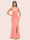 Sexy Mermaid One Shoulder Side Slit Soft Satin Bridesmaid Dresses Online