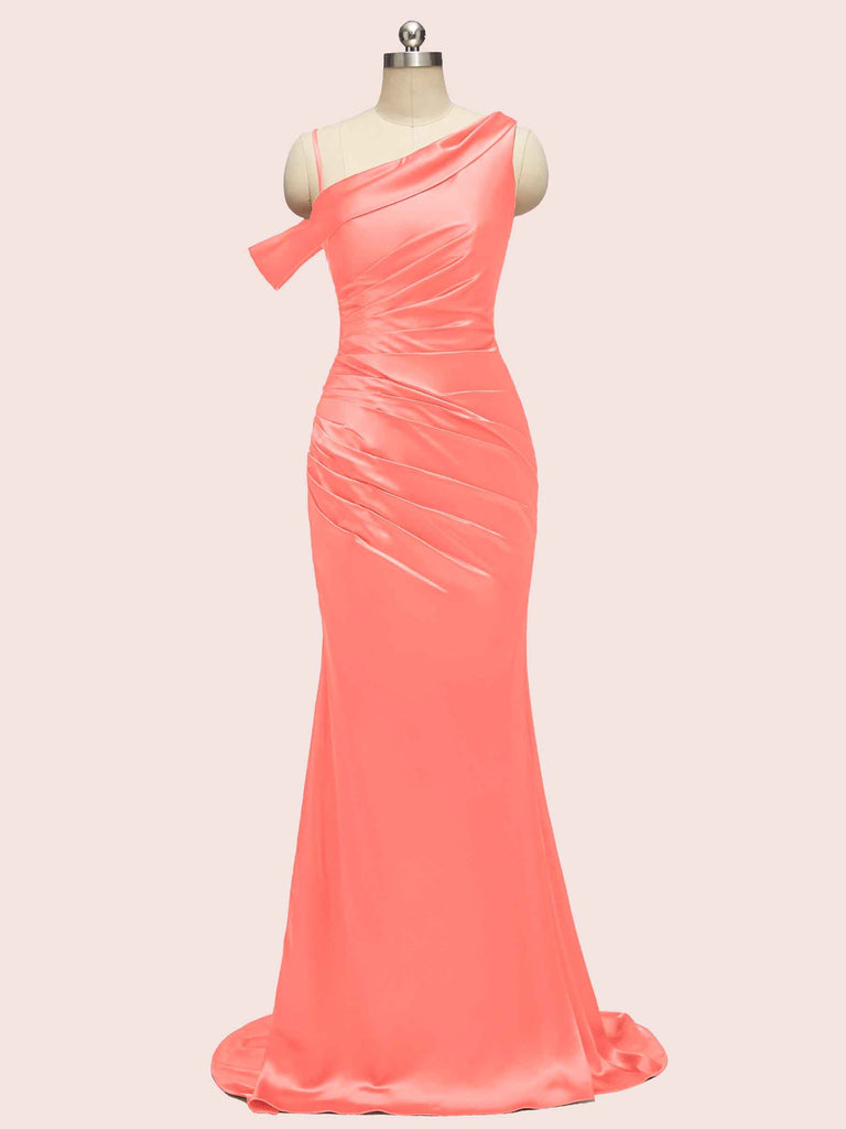 Sexy Mermaid One Shoulder Long Soft Satin Evening Prom Dresses Online