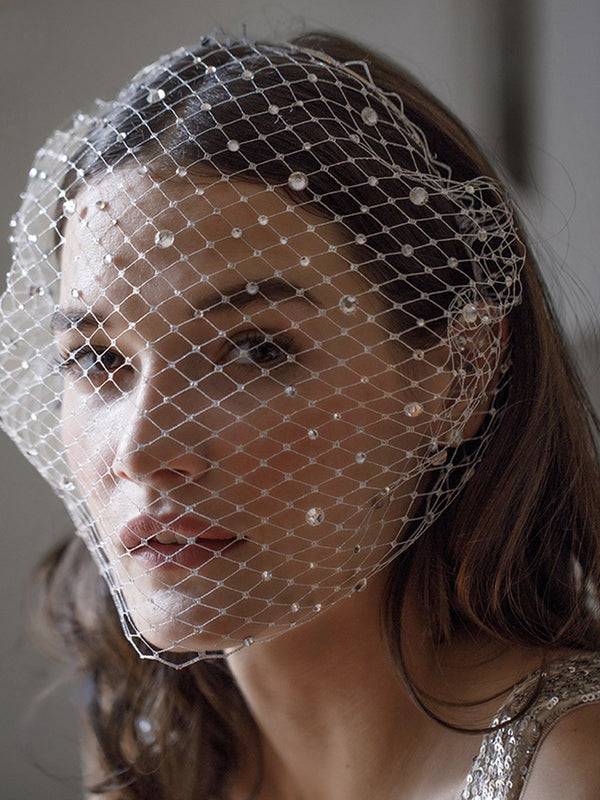 Elegant Simple Diamond Vintage Bird Cage Style Bridal Veil, VA12
