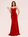 Elegant Spaghetti Straps Long Mermaid Velvet Bridesmaid Dresses Online