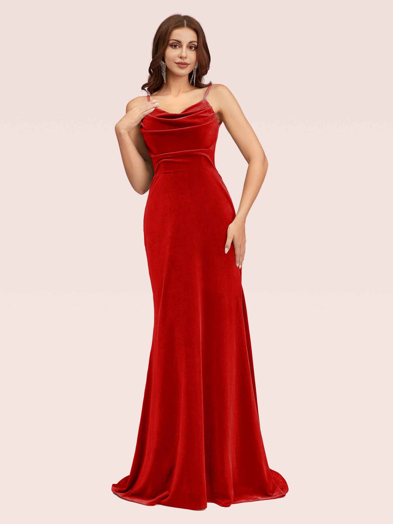 Modern Velvet Spaghetti Straps Long Mermaid Graduation Prom Dresses Online Modern Velvet Spaghetti Straps Long Mermaid Graduation Prom Dresses Online