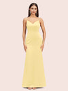 Sexy Mermaid Spaghetti Straps Long Soft Satin Bridesmaid Dresses Online