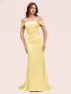 Sexy Mermaid Off Shoulder Long Silky Satin Evening Prom Dresses Online