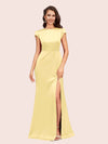 Sexy Open Back Mermaid Jewel Neck Long Soft Satin Bridesmaid Dresses Online
