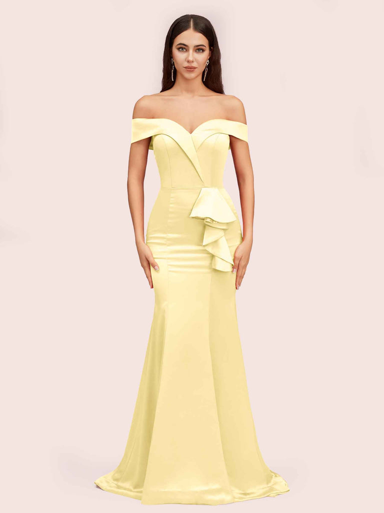 Elegant Soft Satin Mermaid Off Shoulder Unique Long Evening Prom Dresses Online Elegant Soft Satin Mermaid Off Shoulder Unique Long Evening Prom Dresses Online