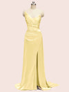 Sexy See Through Side Slit Long Soft Satin Bridesmaid Dresses 2023