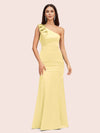 Elegant One Shoulder Mermaid Long Silky Satin Evening Prom Dresses Online