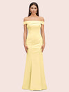 Sexy Off Shoulder Sleeveless Mermaid Long Soft Satin Bridesmaid Dresses