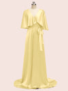 Bat Sleeves Elegant Long Silky Satin Graduation Prom Dresses Online