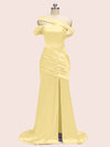 Sexy Mermaid One Shoulder Long Soft Satin Side Slit Formal Prom Dresses Online