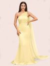 Unique Mermaid One Shoulder Long Soft Satin Formal Prom Dresses Online