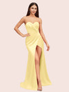 Simple Mermaid Sweetheart Side Slit Soft Satin Party Prom Dresses 2023