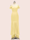 Sexy Cold Shoulder High Low Asymmetric Soft Satin Shot Formal Prom Dresses Online