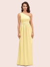 Elegant One Shoulder A-Line Long Soft Satin Bridesmaid Dresses Online