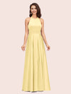 Elegant Halter A-line Long Satin Bridesmaid Dresses Online With Bow