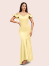 Sexy Mermaid Cold Shoulder Silky Satin High Low Prom Dresses Online