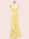 Sexy Mermaid Spaghetti Strap V-neck Long Soft Satin Bridesmaid Dresses Online