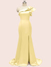 Sexy Side Slit One Shoulder Mermaid Long Soft Satin Graduation Prom Dresses Online