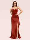 Sexy Spaghetti Straps Mermaid Long Formal Prom Dresses With Slit