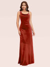 Sexy Cowl Neck Velvet Spaghetti Straps Long Bridesmaid Dresses Online