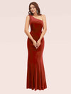 Sexy One Shoulder Long Mermaid Velvet Bridesmaid Dress Online