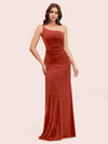 Elegant Velvet One Shoulder Side Slit sheath Long Bridesmaid Dresses Online