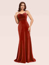 Modern Velvet Spaghetti Straps Long Mermaid Bridesmaid Dresses Online