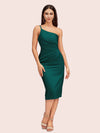 Elegant Sheath One Shoulder Soft Satin Short Bridesmaid Dresses Online