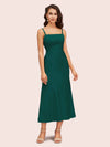 Elegant Ankle Length Spaghetti Straps Short Soft Satin Bridesmaid Dresses