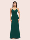 Sexy Mermaid Spaghetti Straps Long Soft Satin Bridesmaid Dresses Online