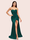 Simple Mermaid Sweetheart Side Slit Soft Satin Party Prom Dresses 2023