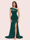 Sexy Mermaid One Shoulder Long Soft Satin Bridesmaid Dresses With Slit For Sale