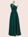 Elegant One Shoulder A-Line Long Soft Satin Formal Prom Dresses Online