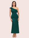 Elegant Mermaid One Shoulder Short Soft Satin Bridesmaid Dresses Online