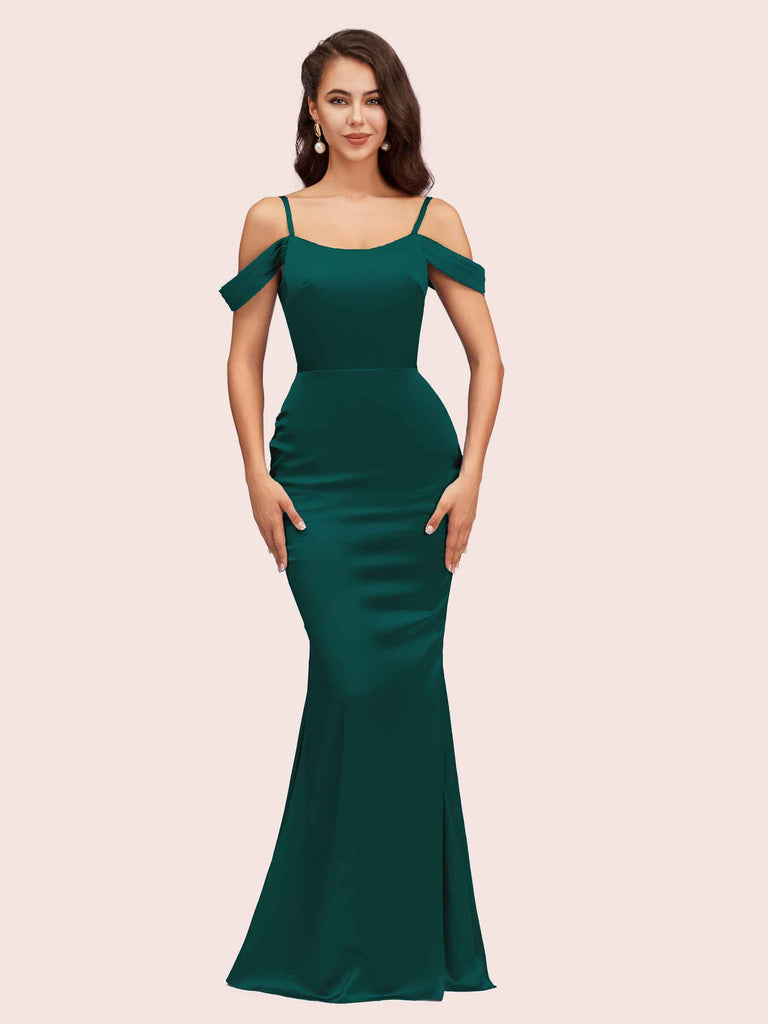 Elegant Cold Shoulder Mermaid Soft Satin Bridesmaid Dresses Online