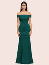 Sexy Off Shoulder Sleeveless Mermaid Long Soft Satin Party Prom Dresses