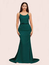 Sexy Backless Mermaid Spaghetti Straps Long Soft Satin Bridesmaid Dresses Online