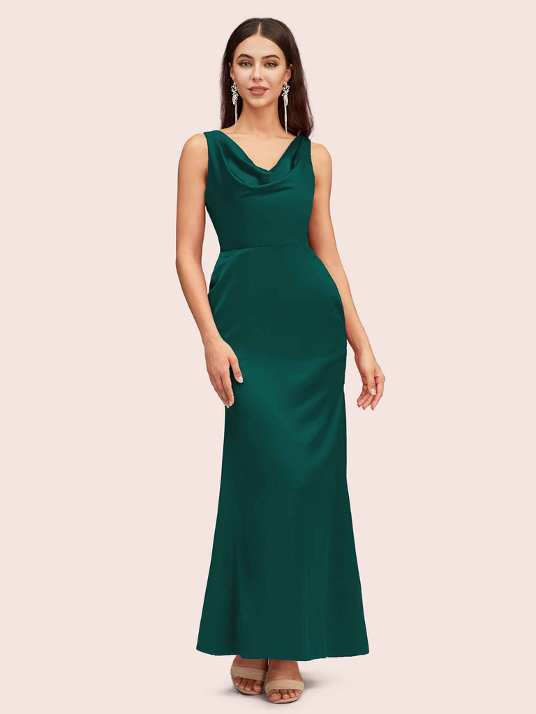 Elegant Cowl Neck Mermaid Long Soft Satin Party Prom Dresses Online Elegant Cowl Neck Mermaid Long Soft Satin Party Prom Dresses Online