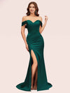 Sexy Off Shoulder Side Slit Long Soft Satin Mermaid Bridesmaid Dresses Online For Sale