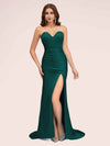 Sexy Mermaid Sweetheart Long Soft Satin Bridesmaid Dresses With Slit For Sale