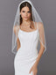 Elegant Minimalist Hand Sewn Pearl Edging Bridal Veil, V134