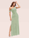 Sexy One Shoulder Side Slit Long Velvet Graduation Prom Dresses For Women